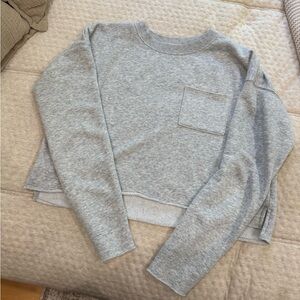 Aerie Gray Oversized Cropped Sweatshirt
